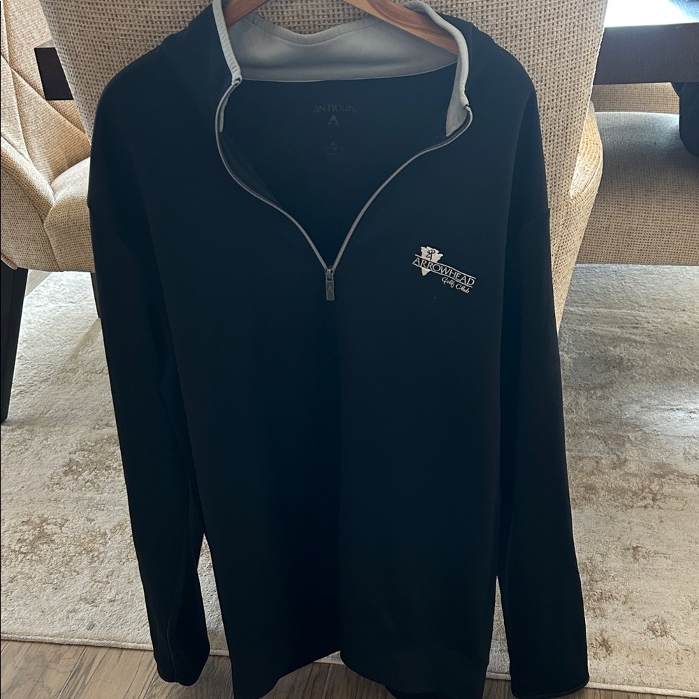 Antigua Black and Gray Zip-Up Sweater